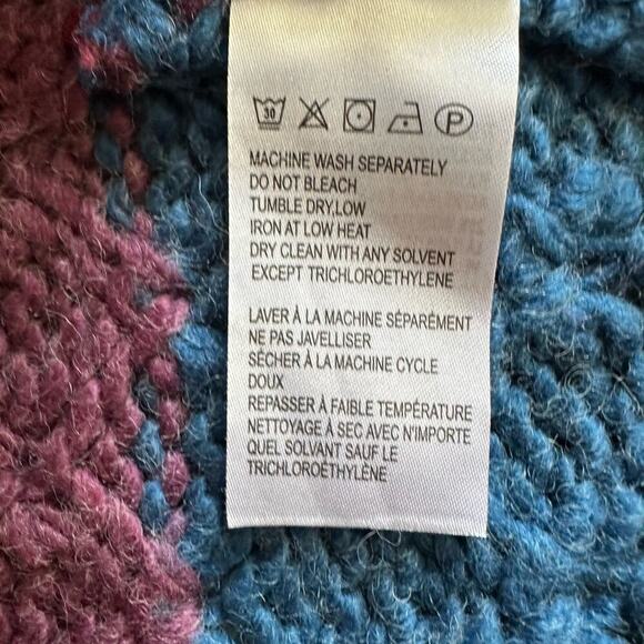 FARM RIO Striped Oversized Cardigan Multicolor Knit Puff Sleeve size XS Crochet - Picture 5 of 13